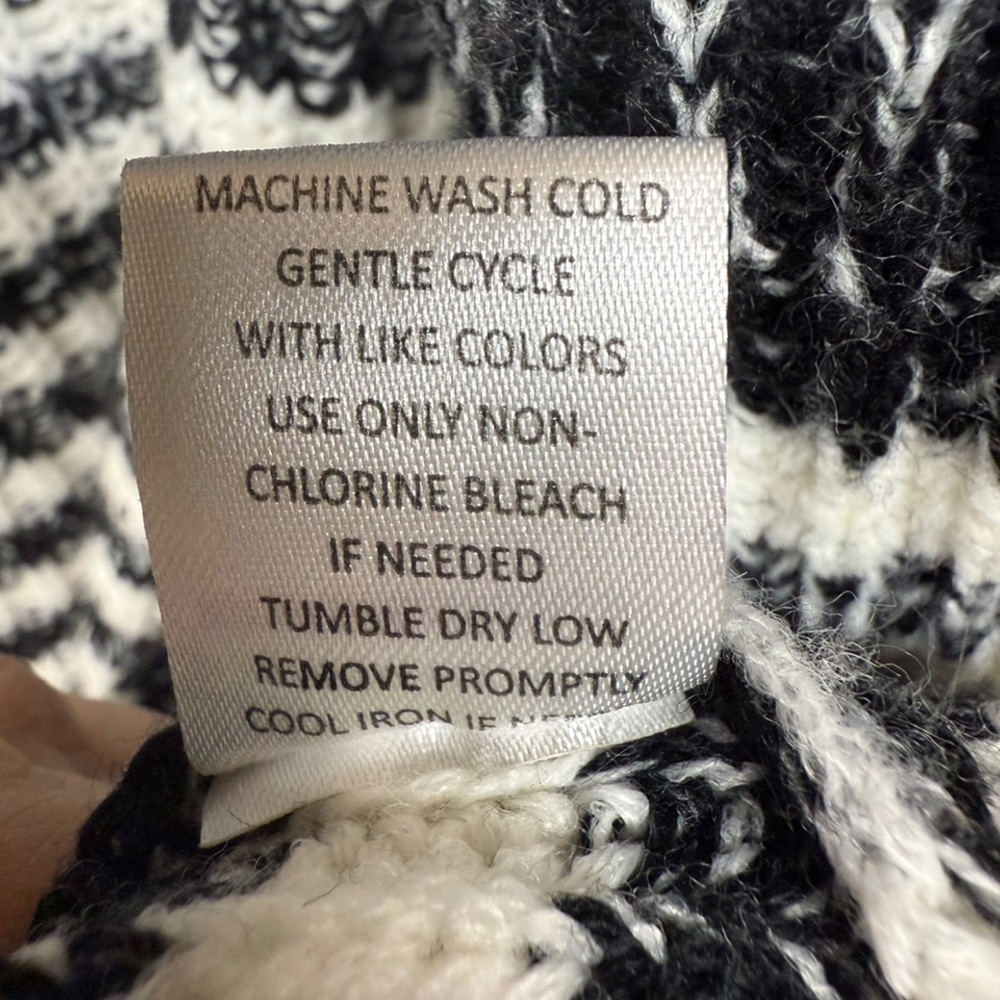 Jason Maxwell Black & White Striped Open Front Cardigan - Size Large - Cozy Knit - Picture 6 of 7